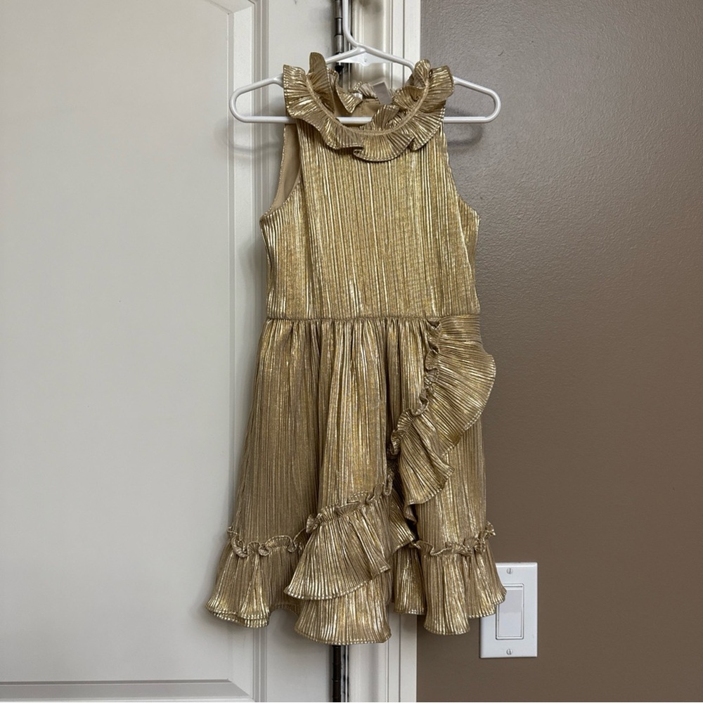 Janie and Jack Gold Ruffled Sleeveless Dress